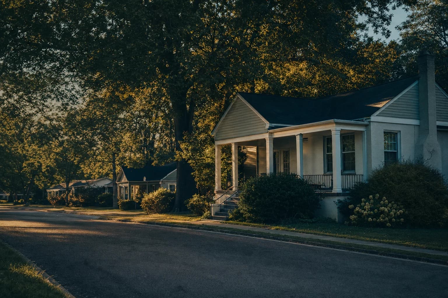 A quiet Birmingham-area home under late afternoon light
